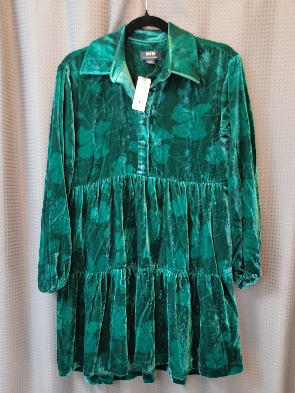 NWT Maeve by Anthropologie Bettina Green Velvet Mini Dress XX-Small